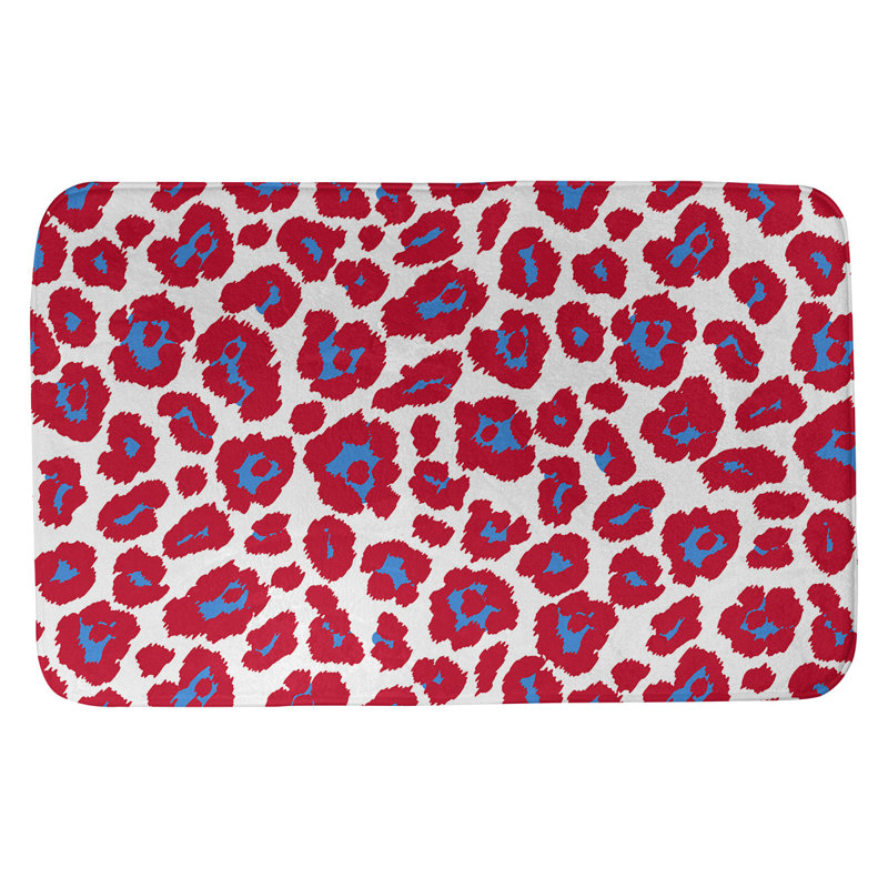 Tapis de bain de football Houston, H 0,5 po x l 17 po x L 24 po, Blanc / bleu clair / rouge