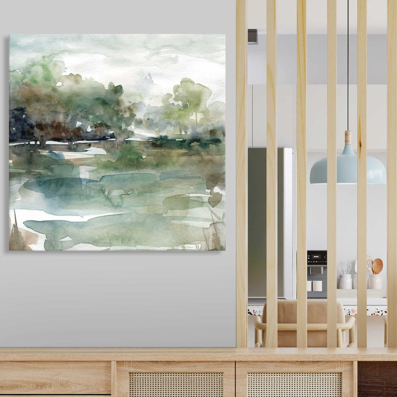 Riverbend par Carol Robinson - Peinture, L 18 po x H 18 po, Toile tendue