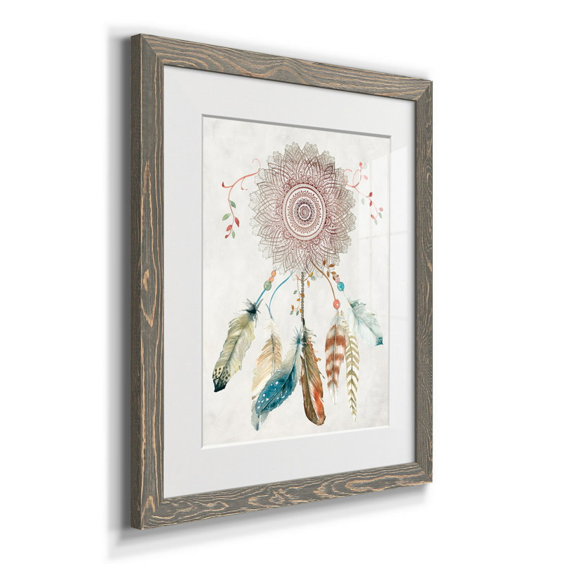 Mandala Dream Catcher - Cadre photo, reproduction d'art sur papier, H 24 po x l 18 po x P 1,5 po, Cadre en papier gris
