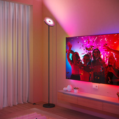 Smart RGB Floor Lamps For Living Room, 32W Bright LED Floor Lamp With APP And Remote Control, Tall Standing Lamp With Stepless Dimmable, Modern Corner Lamp For Bedroom, Gaming Room