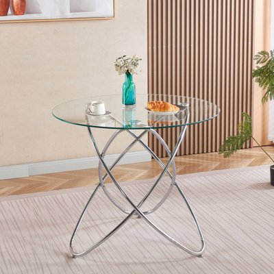 Table de salle à manger avec pieds en métal et verre trempé, table de cuisine moderne pour le salon, pieds en métal