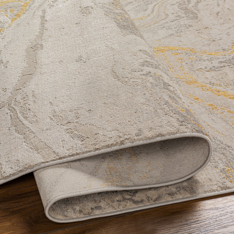 Tapis Jerrianne doré; taupe, Rectangle 9 pi 2 po x 12 pi