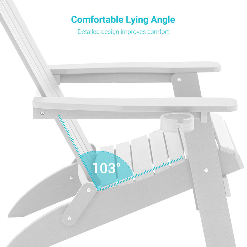 Chaise Adirondack pliante en plastique Halstein, Blanc