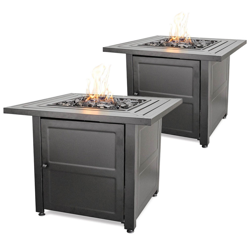 Endless Summer 30" Propane Gas Outdoor Fire Pit Table W/ Lava Rock, Black 2 Pack