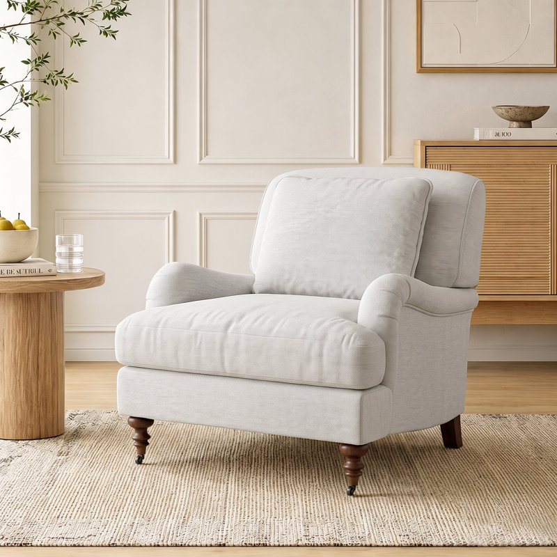 Fauteuil à roulettes English Classic, Blanc, 1, 37.8" W x 39.4" D x 37" H