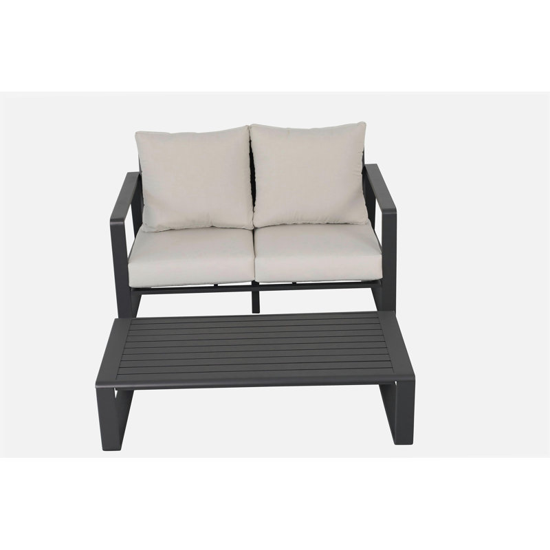 Canapé double + table basse rectangulaire, coussins brun clair YB15052 (Tino Tino)