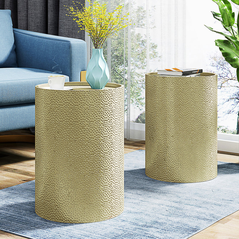 Ensemble de 2 tables d'appoint en métal, Gold