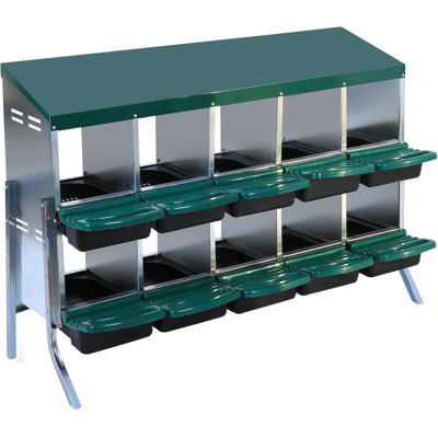 Boîte de nidification pour poulets, boîte de ponte à 10 trous avec support, plateau pour la collecte des œufs, grands trous pour la ventilation, convient aux poulets et aux canards