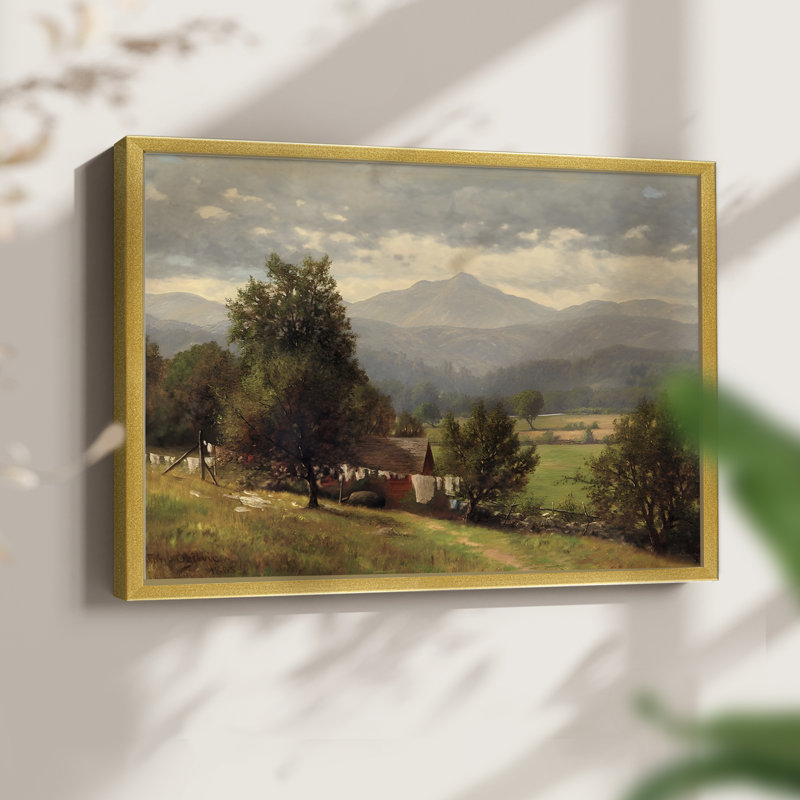 Paysages rétro-CCII - reproduction encadrée, H 22 po x l 28 po, Doré