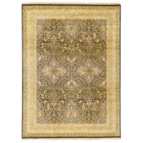 Hand Knotted Wool Oriental Area Rug in Black And Green