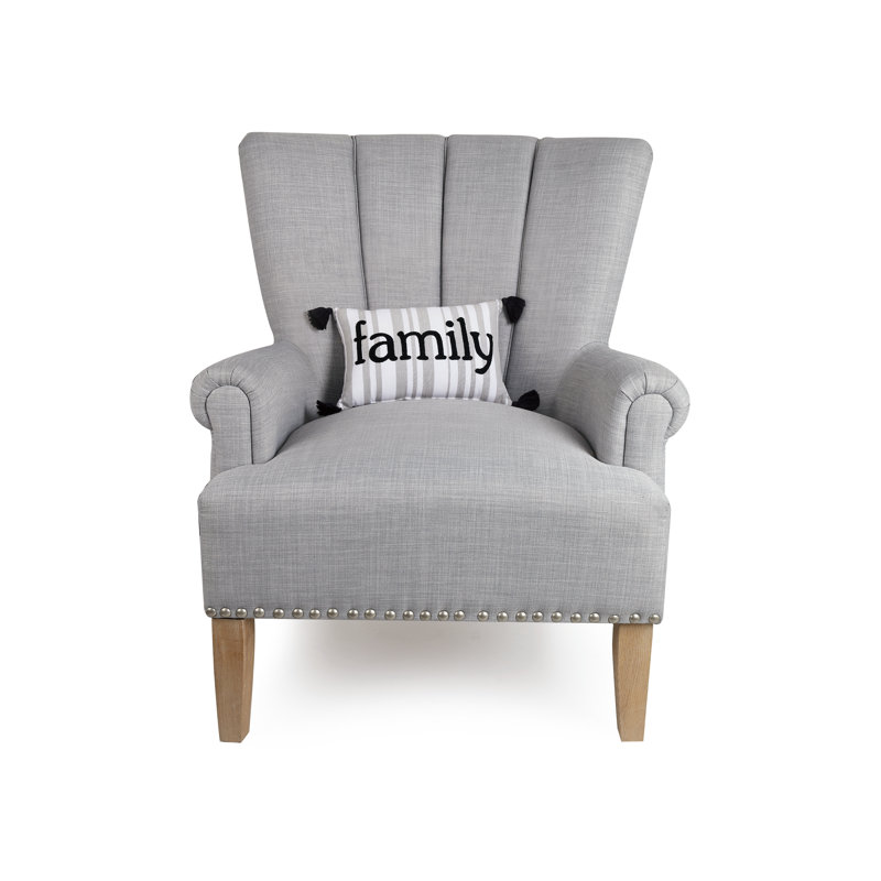 Coussin familial gris à rayures