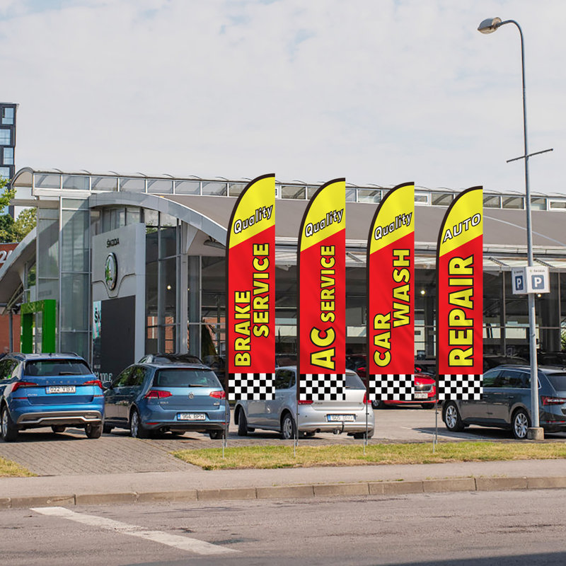 Double Sided 496.8cm H x 7.9cm W Metal Flag Set