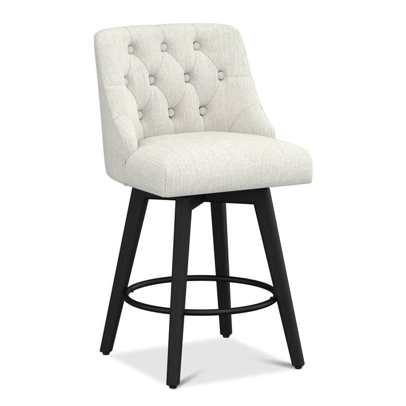 Counter Stool,360 Free Swivel Upholstered Bar Stool With Back-Set Of 2, White, 2