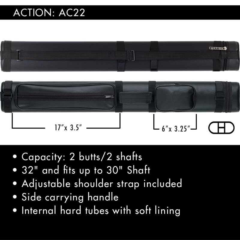 2x2 Oval Hard Pool Cue Case, Black