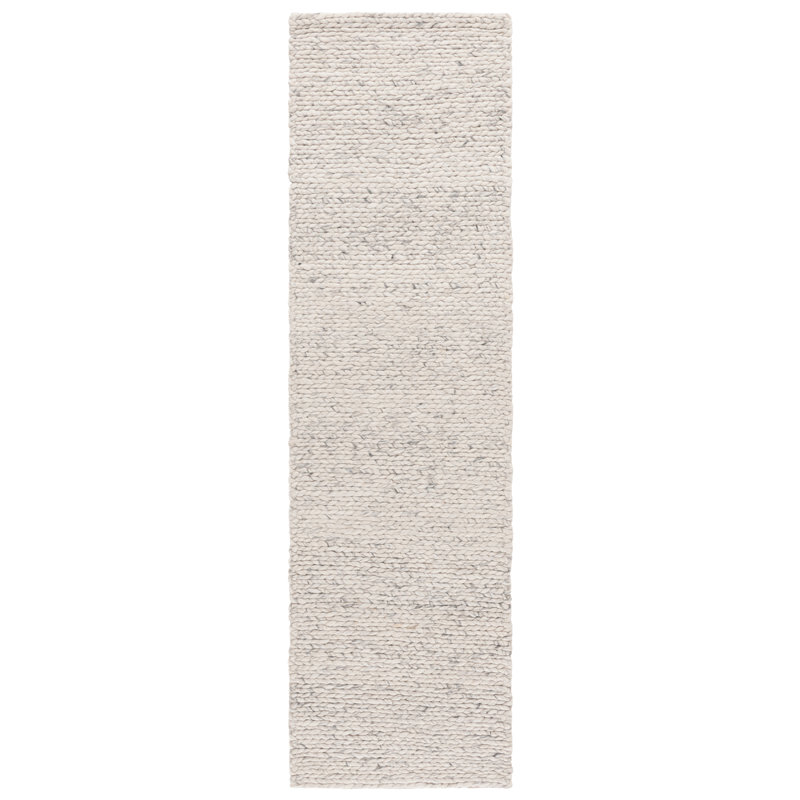 Natura Hand Woven Wool/Viscose/Cotton Rug in Light Grey/Beige, Runner 2'3" x 8'