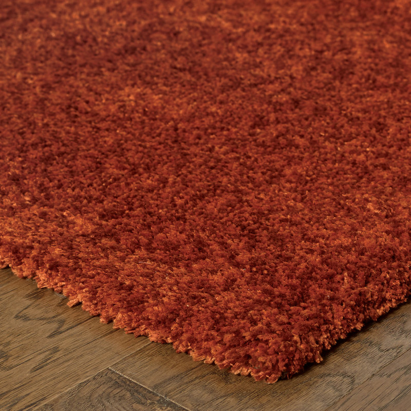 Toronto Handmade Tufted Rust Red Area Rug, Rectangle 6'6" x 9'6"