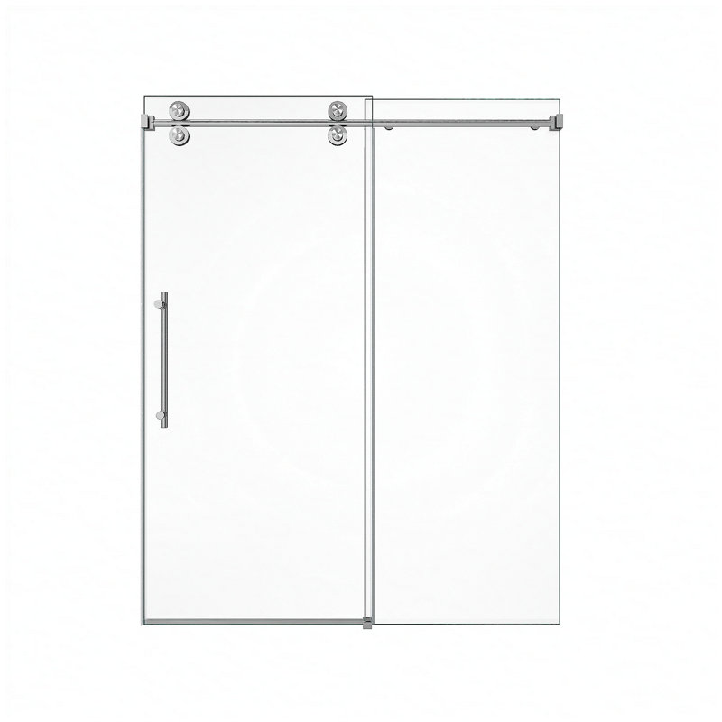 56"-60"W*72" H Frameless Single Sliding Shower Door – 5/16" (8mm) Clear Tempered Glass, Bypass Design with Brushed Nickel Finish