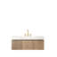 Meuble-lavabo de salle de bain de 122 cm (48 po), pierre frittée blanche, rangement flottant en contreplaqué, lavabo en céramique, 3 trous prépercés pour robinetterie, trou de trop-plein, meuble assemblé, tiroirs et portes de rangement, matériau résistant à l'eau