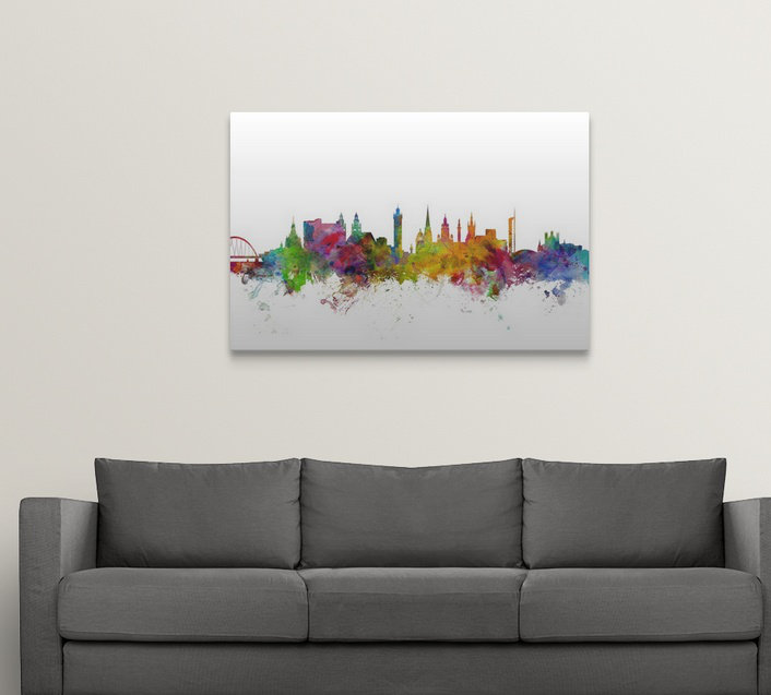 «Francy Glasgow Écosse Skyline» par Michael Tompsett, impression, H 12 po x l 18 po x P 1,5 po, Toile