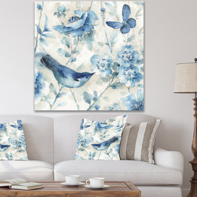 «Indigold Bird Cottage Family II», reproduction d'art sur toile tendue