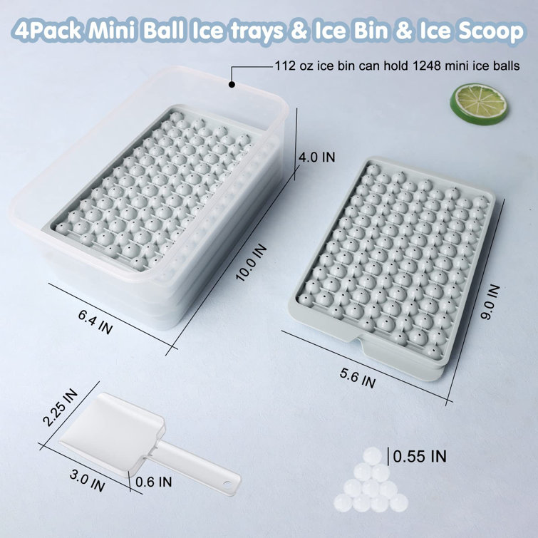 4Packs Ice Cube Trays for Freezer with Lid and Storage Ice Bucket