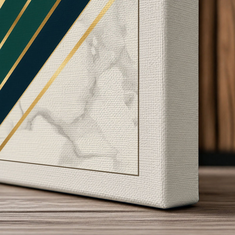 Golden Sunburst Art Deco - Wrapped Canvas, 36x24 - 91.4 x 61.0 cm, Cream Border