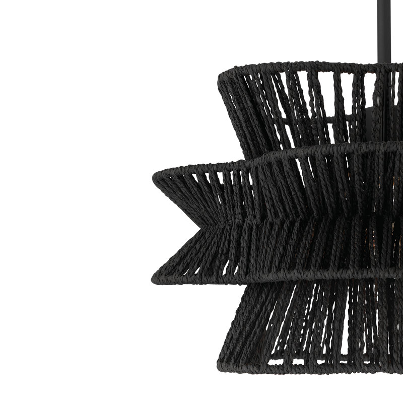 Luminaire suspendu en corde tissée 1 lumière à intensité variable Towne, Noir
