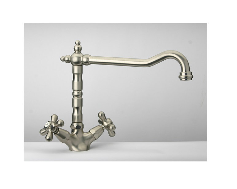 Baroc Twin Lever Monobloc Tap, Brushed Nickel