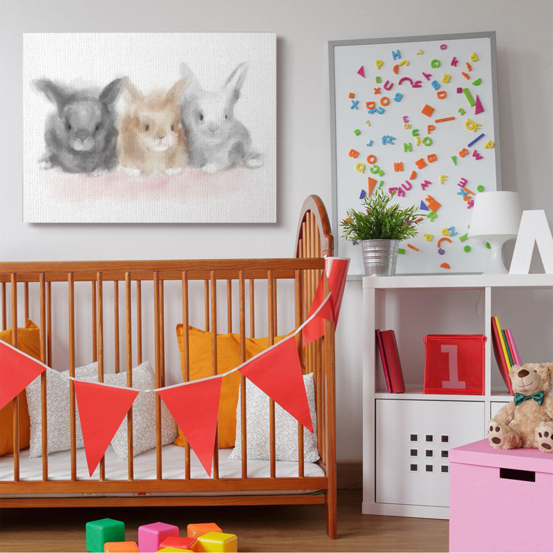 Gervasio Fluffy Bunnies Animal Design, Toile tendue, H 48 po x l 36 po x P 1,5 po