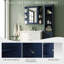 Armoire à pharmacie bleue avec miroir et 6 tablettes ouvertes | Idée de cadeau-608106336