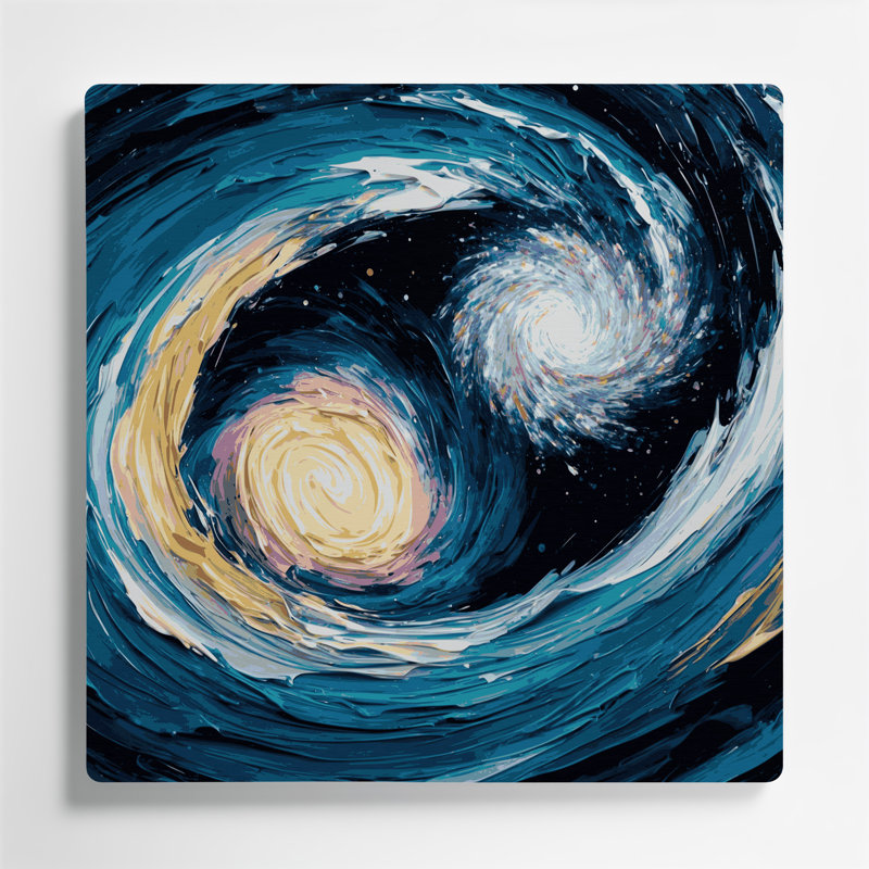 Art mural bleu galaxie espace, H 12 po x l 12 po