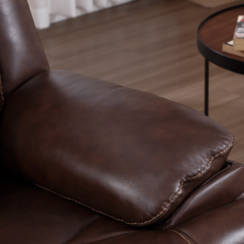 Canapé inclinable en cuir véritable 60 po, Brown