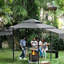 Pavillon de jardin 8 pi x 5 pi avec auvent à deux niveaux, abat-jour réglable, lumières et tablettes à DEL, structure en acier noir, pavillon de patio extérieur pour barbecue, gris
