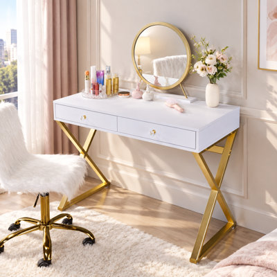 Coiffeuse avec miroir et plateau à bijoux