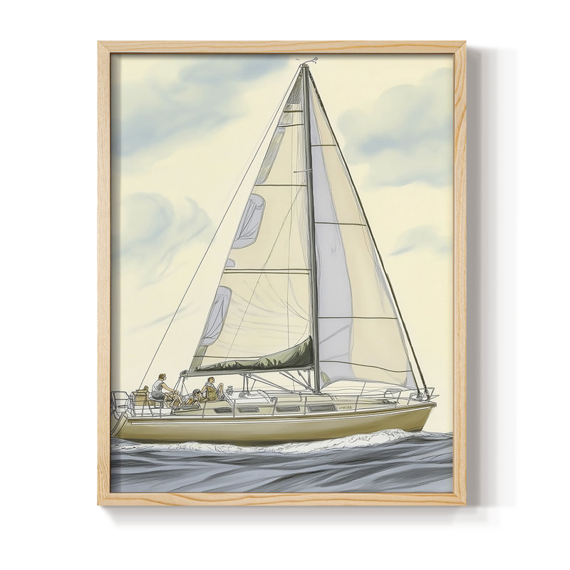NAUTICAL Series Cxx, reproduction encadrée - bois massif, H 21 po x l 17 po