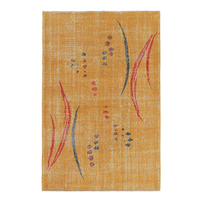 One-of-a-Kind Hand-Knotted 1960s 5'1"" x 7'8"" Wool Area Rug in Orange -  Rug & Kilim, 27118