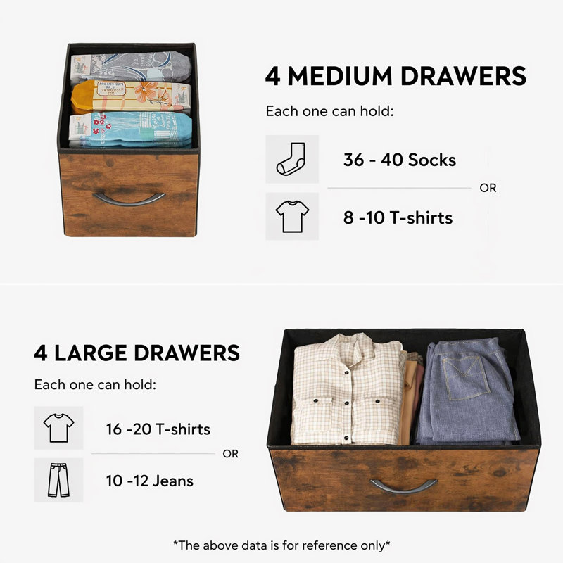Ojaswi 8-Drawer Double Dresser for Bedroom, 39.4'' W Brown Dresser with Sturdy Frame, Chest of Drawers for Living Room, Closet, Entryway