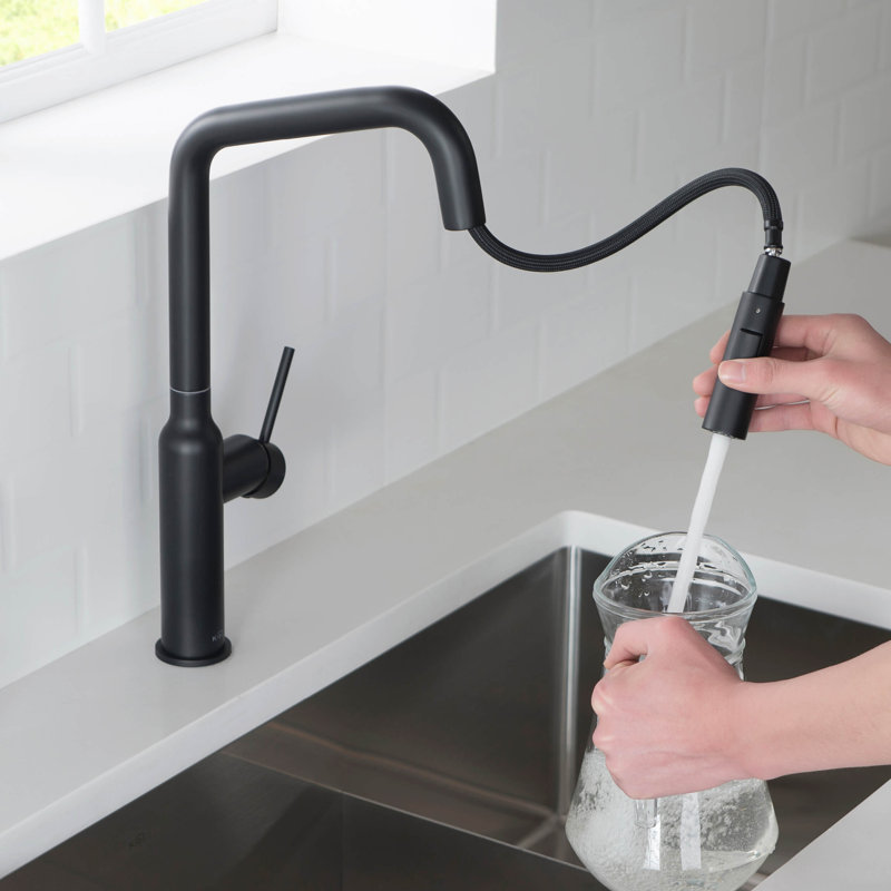 KIBI Macon Pull Down Kitchen Faucet, Matte Black, Without Soap Dispenser