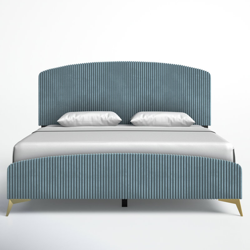Alphonse Upholstered Standard Bed, Blue Velvet, King