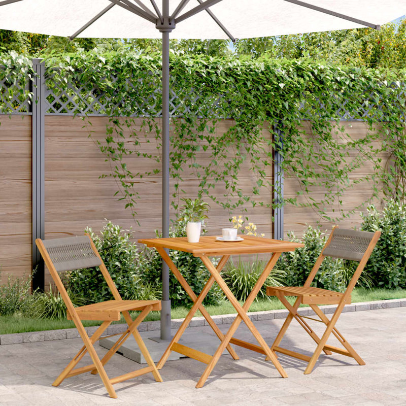 Kairo 2 - Person Wood Patio Dining Set with Square Table, Grey