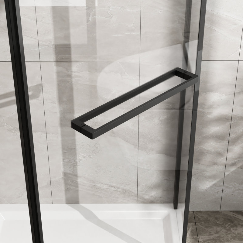 -angle Shower Door 36x36x72 - Matte Black, Clear Tempered Glass, 304 Stainless Steel Concrete Screws 36 In.d X In.w 72 In.h Toggle Anchors