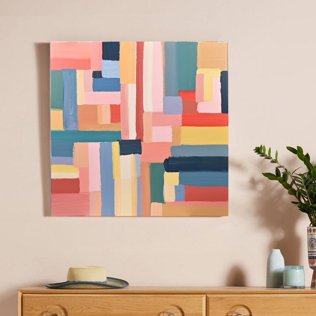 Large Colorful Abstract - Wrapped Canvas Painting (32 x 32 in) Ivy Bronx