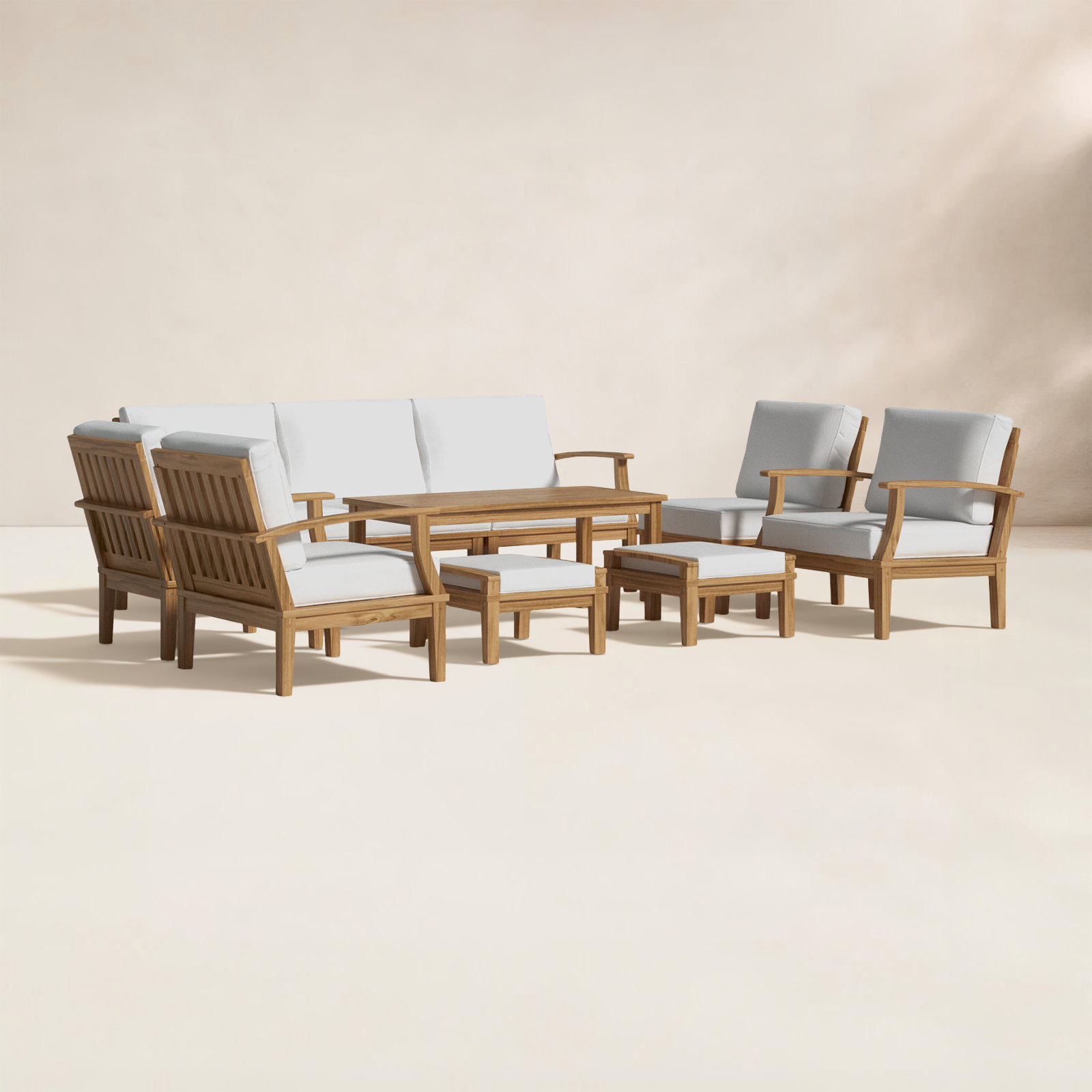 Modway Marina 9-Person Teak Patio Seating Group, White