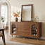 Buffet/meuble de rangement de style moderne du milieu du siècle, en MDF brun à grain de bois, 150 cm