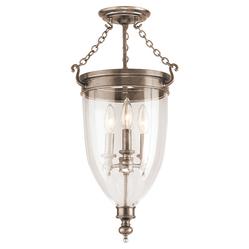 Hanover 3 - Light Semi Flush Mount, Aged Brass, 21.5"H x 12"W