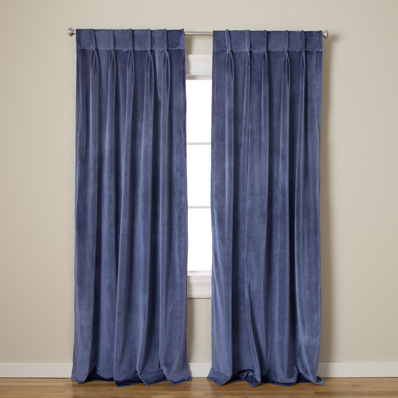 Donna Room Darkening Curtain Pair, Navy Blue, 27"W x 96"L