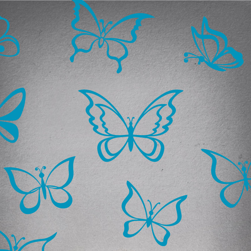 Adhésif décoratif papillon, H 24 po x l 25 po x P 0,01 po, Bleu sarcelle
