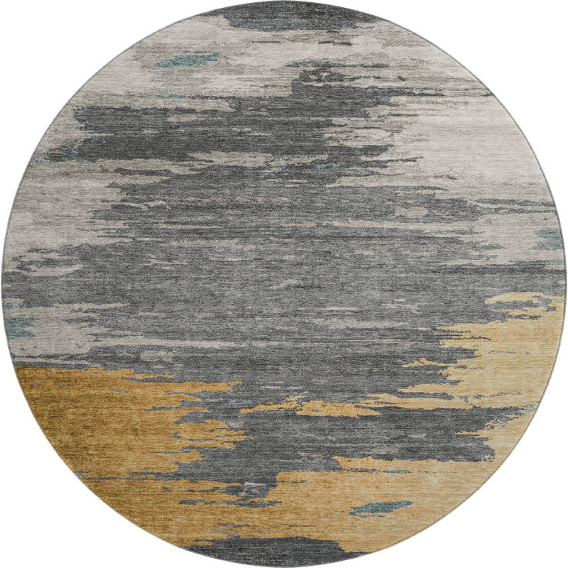 Premium Machine Washable Ansley Abstract Rug, Round 8'