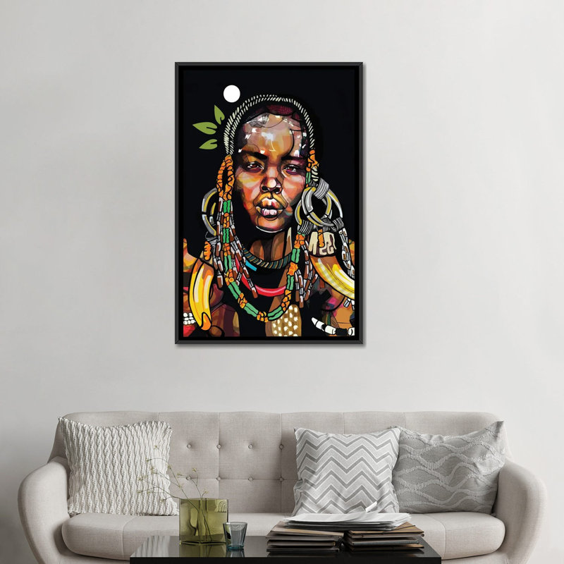"Afrique" 93 par Domonique Brown - impression sur toile tendue, H 48 po x l 32 po x P 1,5 po, Toile avec cadre noir