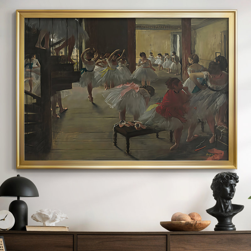 The Dance Class (NGA / Corcoran Version) -Edgar Degas-Toile tendue avec châssis-c. 1873, 26.5x36.5, Framed Canvas, Gold